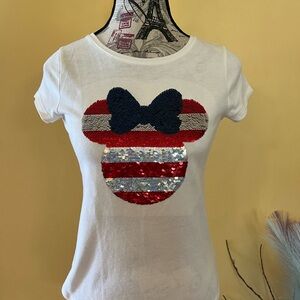 Disney Patriotic Sequin Flip Minnie Mouse Short Sleeve Tee